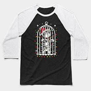 Cat in a Birdcage Merry Christmas Baseball T-Shirt